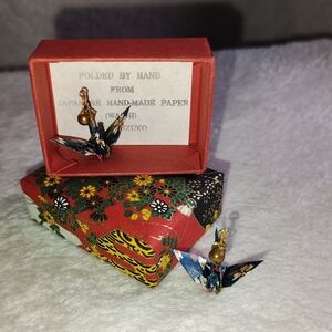 Origami Crane Earrings with Gold Accents